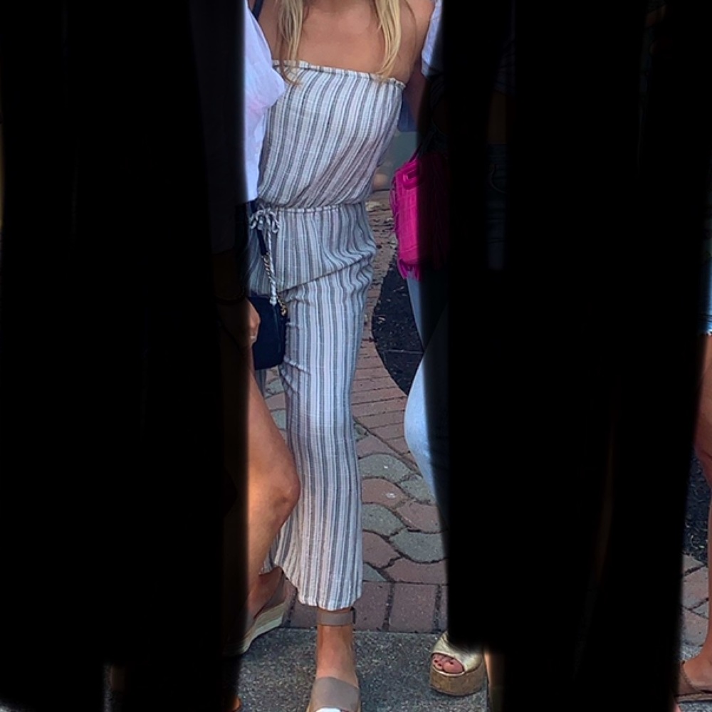 Planet blue strapless jumpsuit